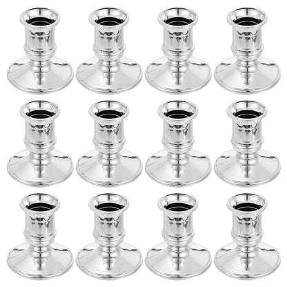 Zerodeko 12 Pack Plastic Decorative Candle Stands Taper Candle Base Holder Set for Tabletop Wedding