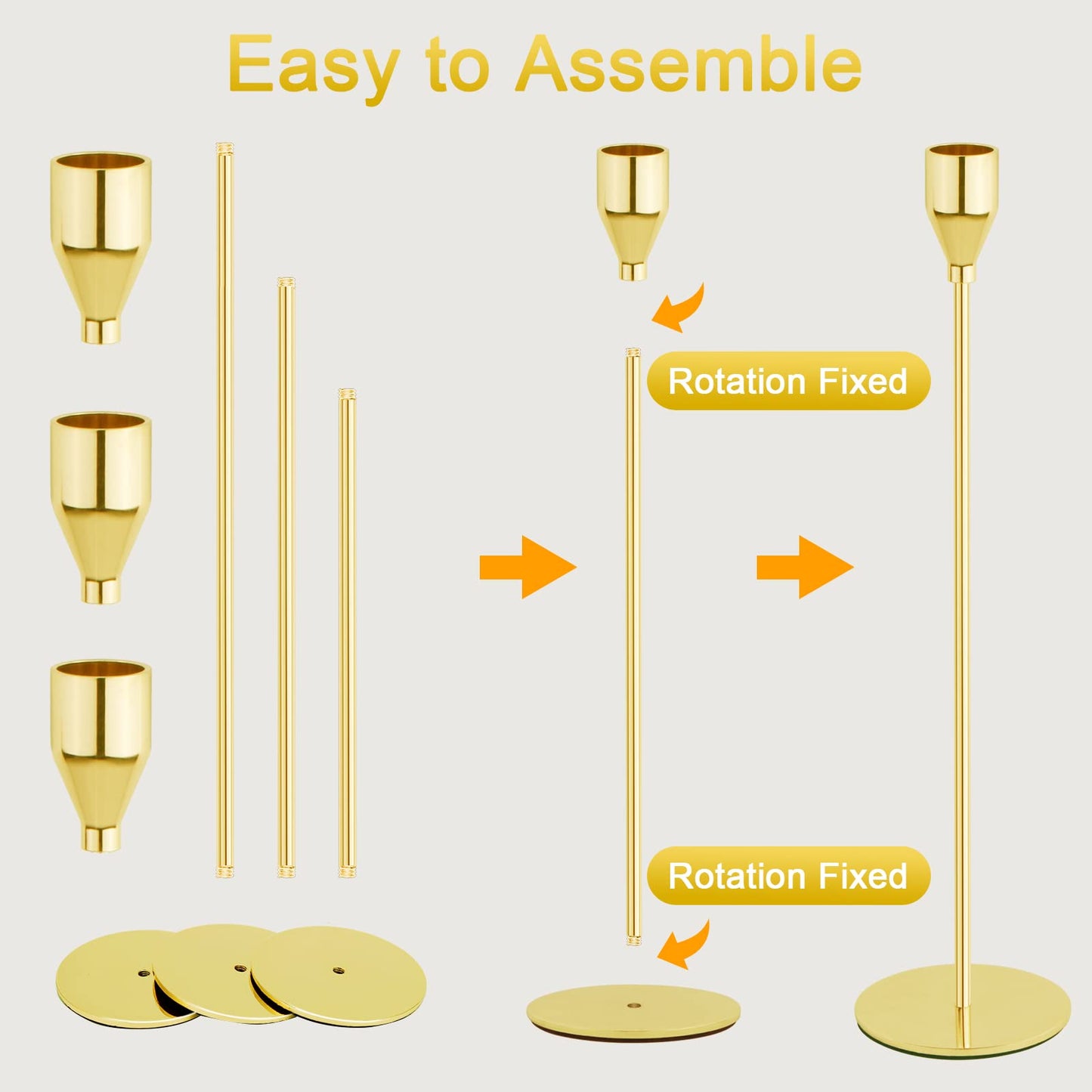 Gold Candlestick Holder Set of 12 for Taper Candles, Decorative Candle Holders Bulk Candle Stick Holders Taper Candle Holders for Table Centerpiece Wedding Dinning Party Anniversary Home Decor