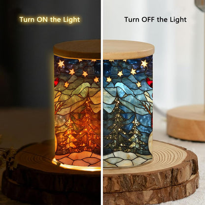Winter Snowman Stained Glass Tealight Candle Holder, Christmas Tree Decorations Candle Jar Tea Light Holder, Tealight Holders Candlesticks Gift for Halloween Christmas Thanksgiving, 3.5x2.8in