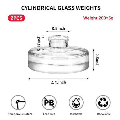 2Pcs Fermentation Glass Weights with Easy Grip Handles, Clear Canning Weights and Pickling Glass Weight for Wide Mouth Mason Jars, Fermenting Kit, Kimchi, Sauerkraut (2)
