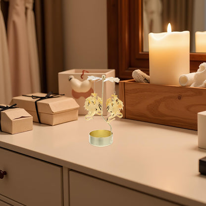 Cabilock Metal Rotary Tealight Holder: Carousel Candlestick - Heat-Activated Spinning Candle Holder Dragon Motif for Festive Occasions Romantic Ambiance
