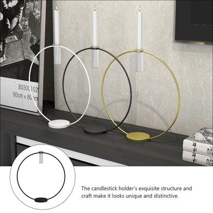 CONGARTENO Metal Candleholder Round Black Base 9x28x29cm, Decorative Metal Candlestick for Home Décor and Flower Arrangements, Household Candle Stand Centerpiece