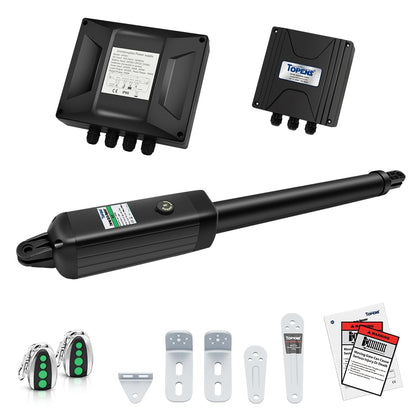TOPENS A5131 Single Swing Gate Opener Medium Duty Automatic Gate Motor for Single Swing Gates Up to 16ft, Electric Driveway Gate Operator AC Powered with Remote Control Kit Solar Compatible