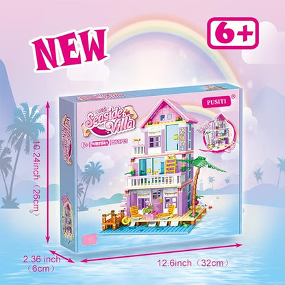 Girls Building Blocks House Toys 573 Pieces Seaside Beach Villa Friends Building Set Educational Holiday Cottage Construction Bricks Toys