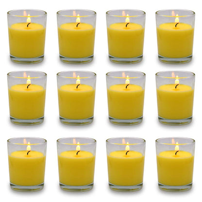 Small Citronella Candles Outdoor and Indoor Soy Wax Votive Candles for Party Dinner and Camping - 12 Hours Burn Time, Set of 12