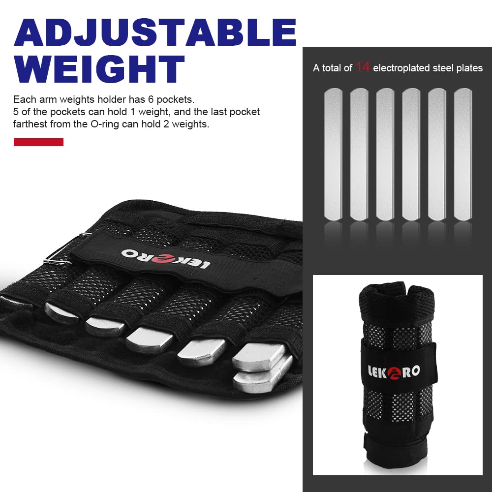 Wrist Arm Weights, Adjustable Wrist Weights, Removable Wrist Ankle Weights for Men Women, for Fitness, Walking, Jogging, Workout, Running, 1Pair 2 Pack (Max 6.6 LBS)
