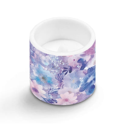Cozeyat Purple Floral Flameless Candles 4 Pack Battery Operated with Remote Control Timer LED Pillar Candles Waterproof for Indoor Outdoor Home