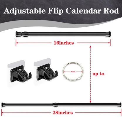 Flip Calendar Bulletin Board Set Classroom Decorations for Whiteboard with Adjustable Flip Calendar Rod Holder Date Cards Days of The Week for Classroom School Supplies(Rustic)