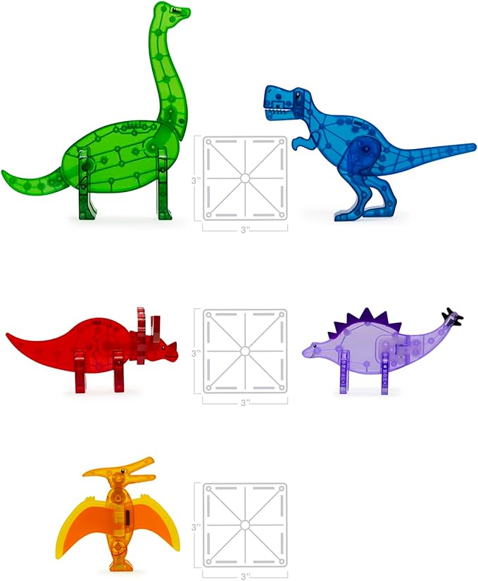 MAGNA-TILES Dinos 5-Piece Magnetic Construction Set The ORIGINAL Magnetic Building Brand