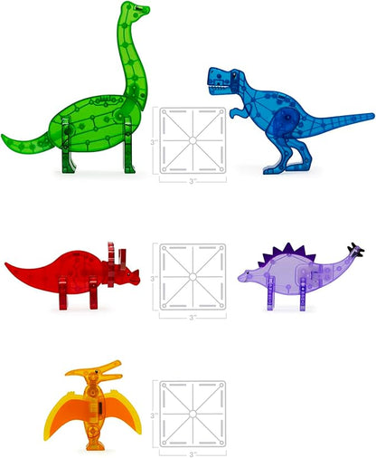 MAGNA-TILES Dinos 5-Piece Magnetic Construction Set The ORIGINAL Magnetic Building Brand