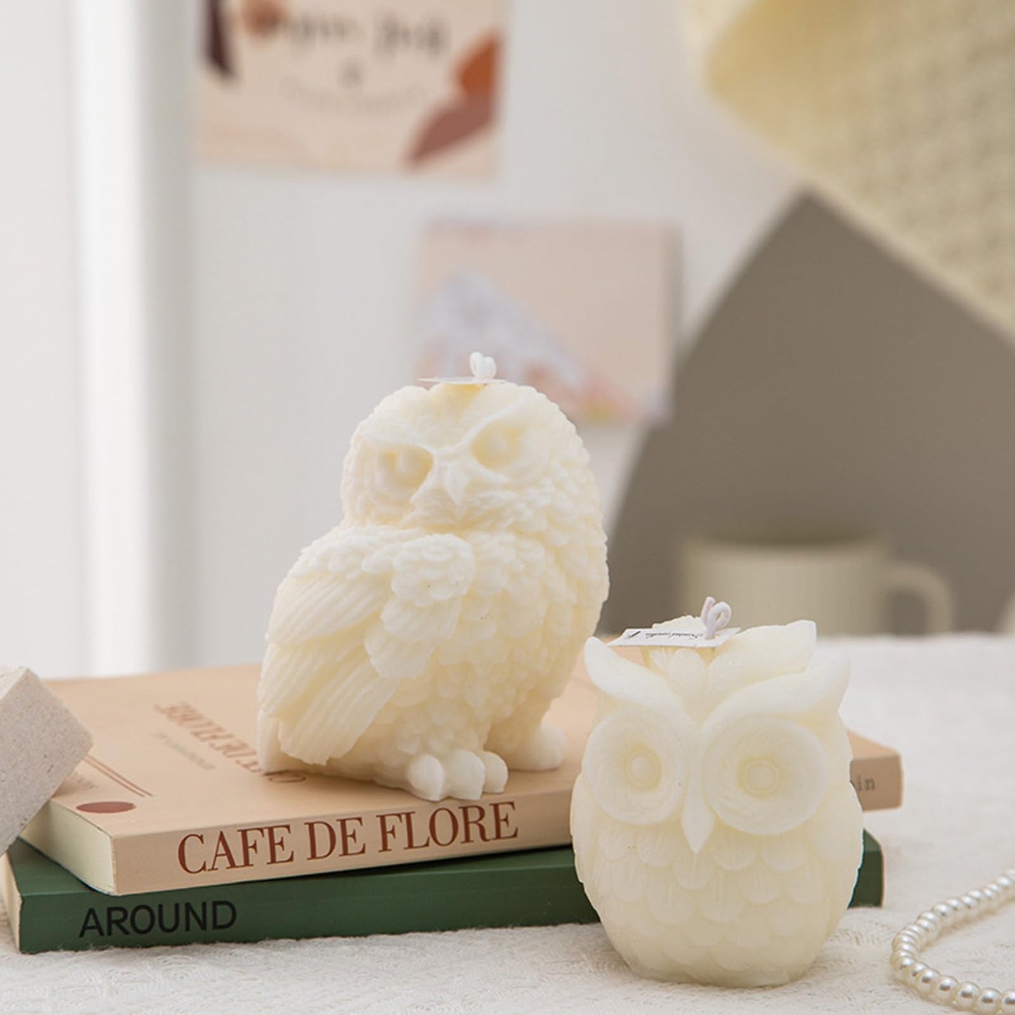 Owl Shaped Scented Candle,240G Cute Wise Animal Aroma Soy Wax Decorative Candle for Table Photo Prop Birthday Gift,Prefect for Meditation Stress Relief Mood Boosting