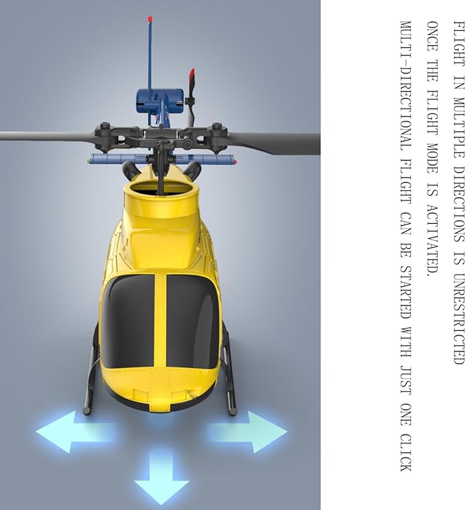 RC ERA A60 Helicopter - Remote Control Helicopters for Adult 1/42 Sacle 2.4G 4CH Gyro Stabilized Aircraft with Altitude Hold &amp Optical Flow3D Stunt Drone (Yellow)