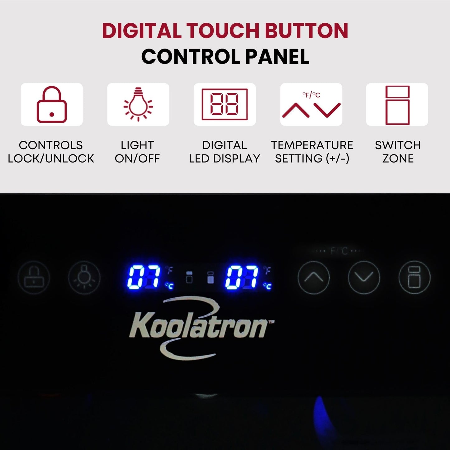 Koolatron 29 Bottle Wine Fridge – Wine Cooler with Glass Door, 3 Cu ft (86 L) Beverage Can Refrigerator, Digital Temperature Control/Dual temperature zone, Ideal for White, Red & Sparkling Wine