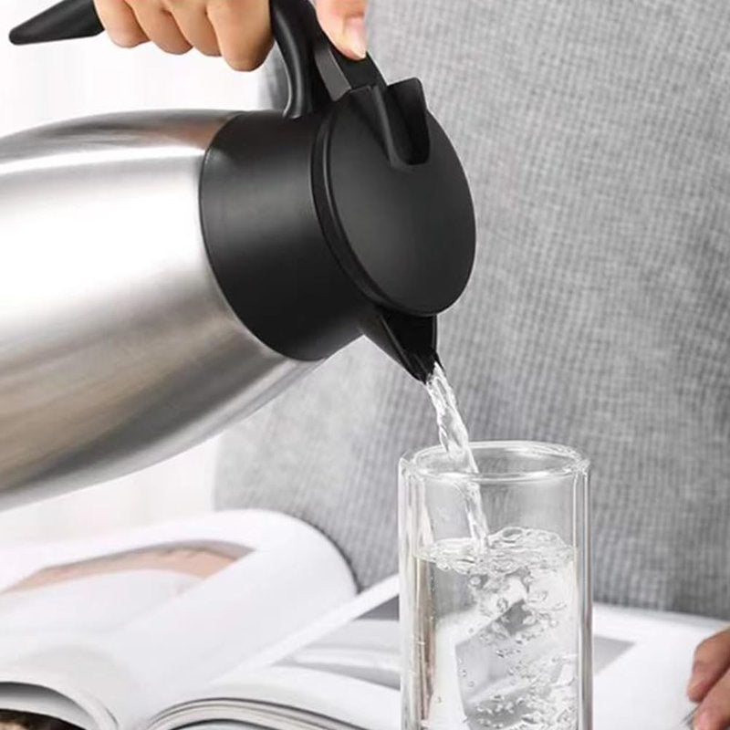 70 Oz Insulated Thermal Coffee Carafe Stainless Steel Double Walled Vacuum Coffee Thermos, Hot Water, Tea, Hot Beverage Dispenser, Keep 24 Hour Heat Retention/12 Hour Cold Retention (Sliver, 2L)