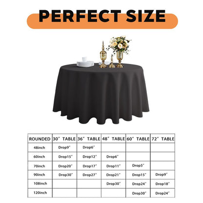 TWINPRET Round Tablecloth 60 Inch, Black Waterproof Washable Polyester Table Cloth - Stain & Oil Resistant Circle Table Cover for Indoor Outdoor Dining, Patio, Party (Fits 20-48 Inch Tables)