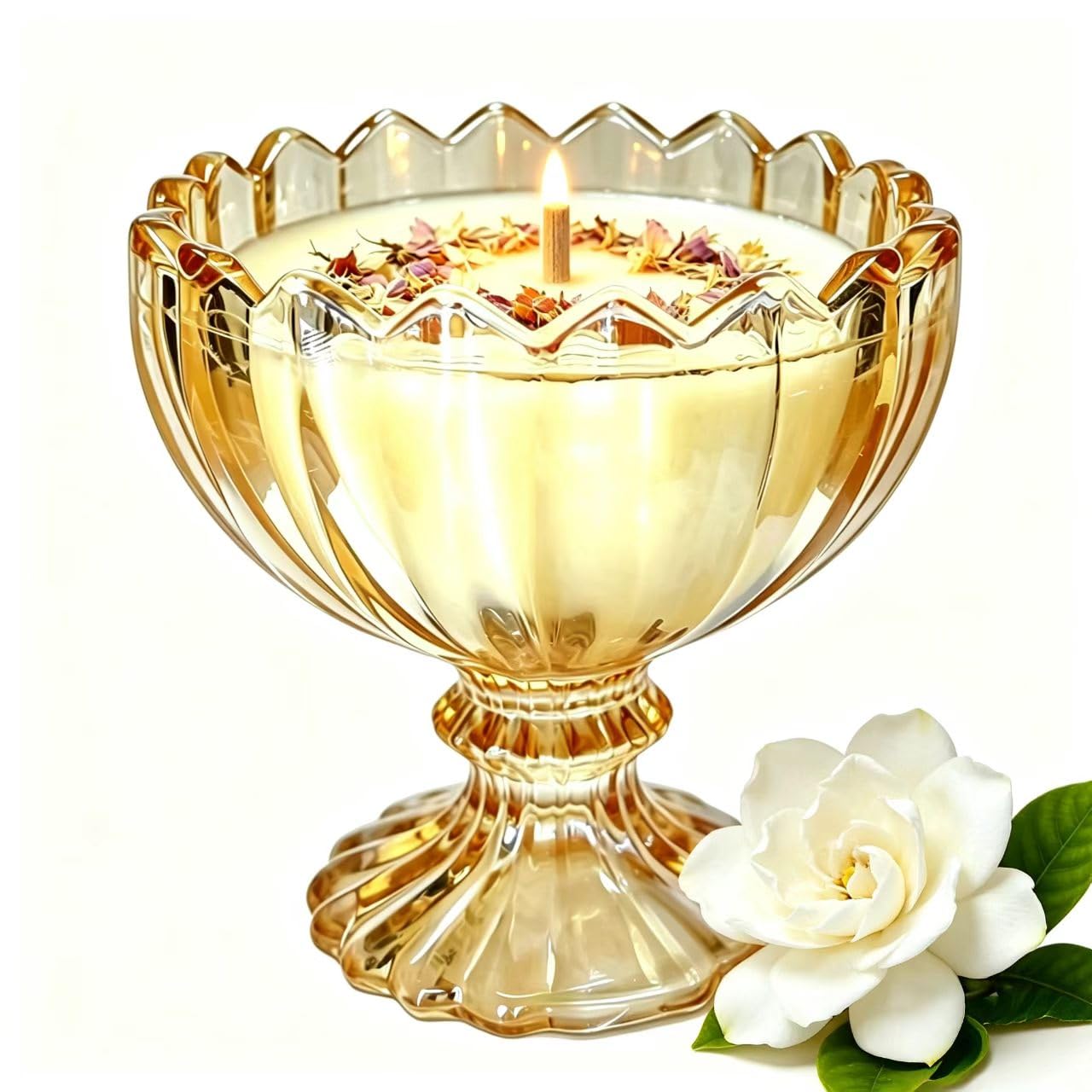 Joo Sko Jar Candy Bowl Shape Soy Wax Candle, Scented Jasmine Candles for Home Scented or As a Birthday/Holiday Candle Gift for Your Loved(7.05OZ/48Hours Burning)