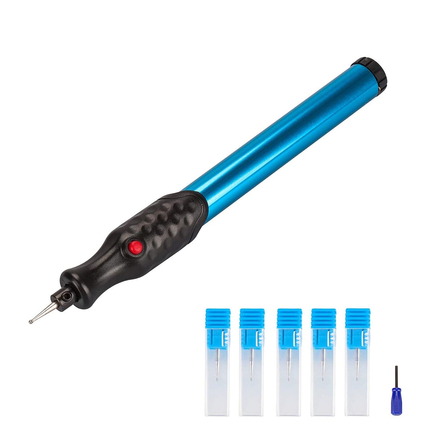 Electric Cordless Engraving Pen, Etcher Engraver Tool with 5Pcs Replaceable Diamond Tip Bit, Engraving Pen for Metal, Wood, Glass, Plastic, Jewelry, Leather