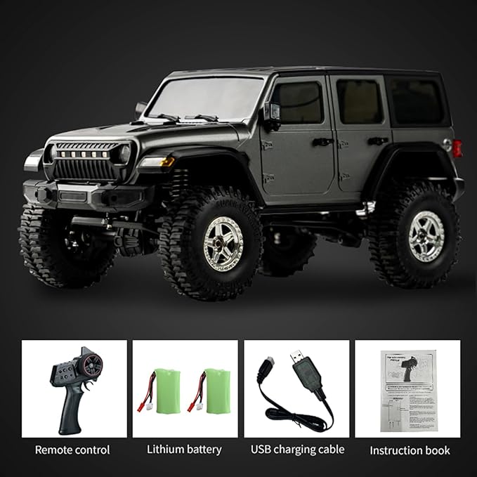 GoolRC RC Crawler 4WD RC Truck D870 RC Rock Crawler 1:18 Scale Remote Control Truck All Terrains Off Road Climbing Car 2.4GHz Electric Vehicle with LED Light for Adults Include 2 Batteries (Grey)