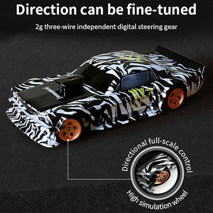 HERR RC Electric Mini Racing Drift Car Model 1:43 Scale 2.4G Full Scale Linkage Light Set Max Speed 15km/h Indoor Mini RC Toys Hobbyist Gift Black White (RTR Version/Blue &amp White)