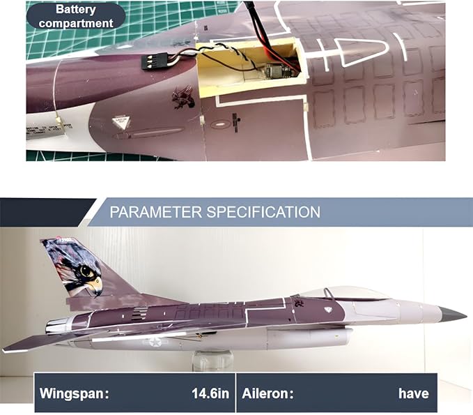 Fighter Jet Model F-16 370mm Wingspan Mini EPP Single 30mm Ducted Fan Fixed-Wing RC Airplane Aircraft Model for Collection and Gifts (Ducted Fan Not Included/PNP)