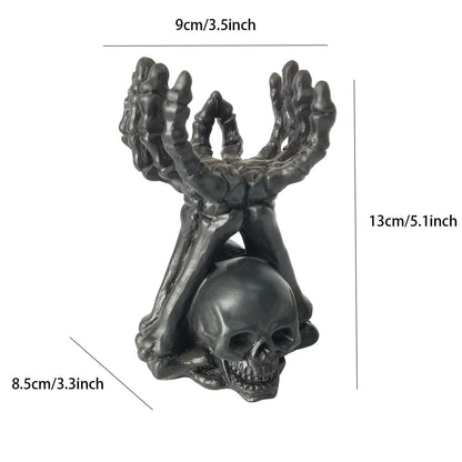 ZASEUCI Gothic Candle Holder & Hand Jewelry Holder – Skeleton Hand Organizer for Rings, Bracelets, Necklaces | Heavy-Duty Polyresin Display, Dark Decor for Halloween Gifts & Gothic Home Office
