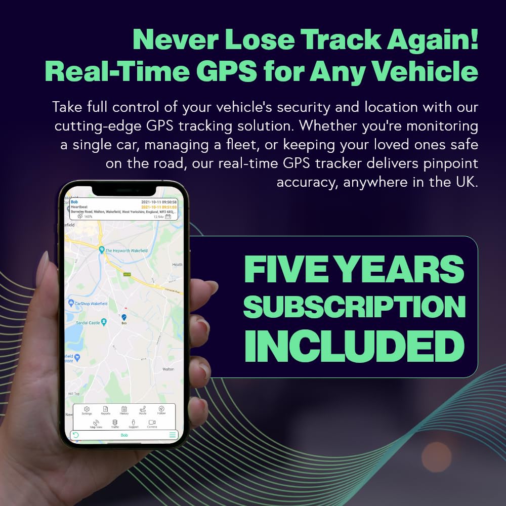 GPSBob 5 Year 4G 12/24v Wired GPS Tracker, All Inclusive, No Monthly Fees, No Subscriptions, One Off Fee, 5 Years Service Included, Car, Van, Truck, Caravan, RV, Plug and Play