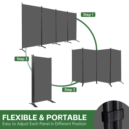 YASRKML Room Divider Folding Privacy Screens, Portable Room Divider Panel 4 Panel Partition Room Dividers Screen, Freestanding Room Partitions and Dividers Fabric Dividers for Room Separation, Grey