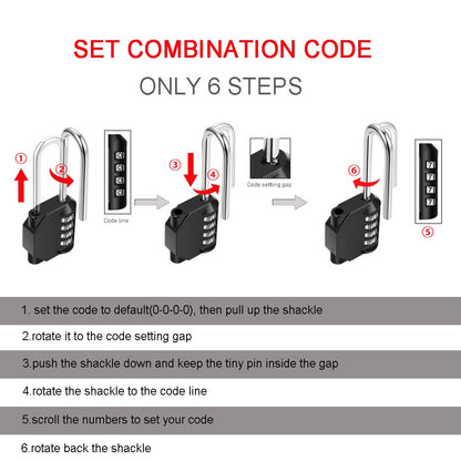 2 Pack disecu 2.6 Inch Long Shackle Combination Lock, 4 Digit Outdoor Waterproof Padlock for School Gym Locker, Sports Locker, Storage Unit, Gate, Fence, Toolbox, Cabinet (Black)