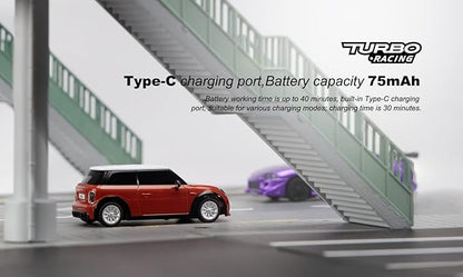 1:76 Turbo Racing Scale RC Sport Car Table Racing Remote Control Mini Model Car Full Proportional RTR Kit Toys (Baoma mini-red)