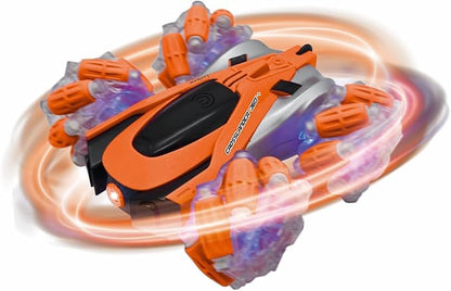 LEXiBOOK - Crosslander Glow-in-The-Dark Radio Control car Remote Control Rechargeable Electronic Action Game Orange/Black RC21
