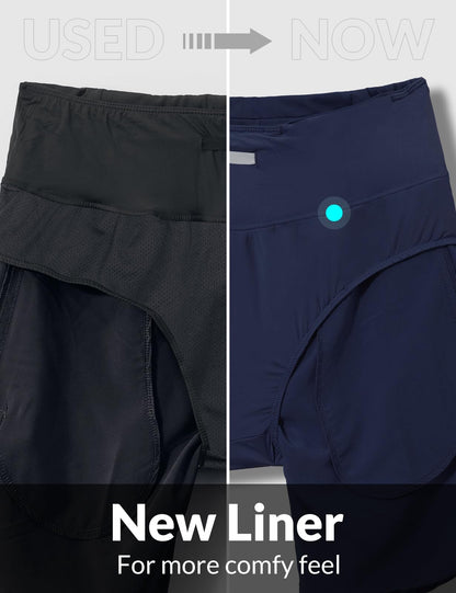 baleaf Women's 5" Workout Shorts Gym Running Shorts Athletic with Liner High Waistband Quick Dry Sports Zipper Pockets Navy M