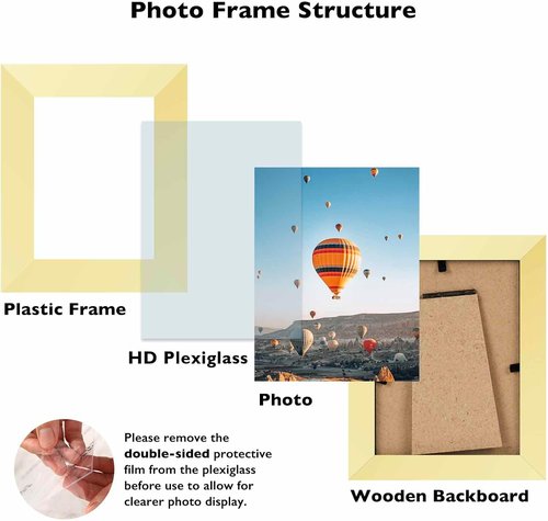 JCJMY Gold 3x4 Picture Frame - Versatile Wall & Tabletop Display with Shatter-Resistant Plexiglass