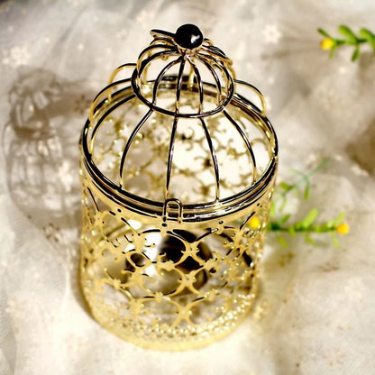 Metal Candle Holder Table Centerpiece Decorative Hollow Out Birdcage Iron Candlestick for Home Fireplace Wedding Holiday Decoration