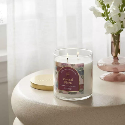 Threshold 2-Wick Lidded Glass Jar Candle (15.1oz, Crystal Flora)