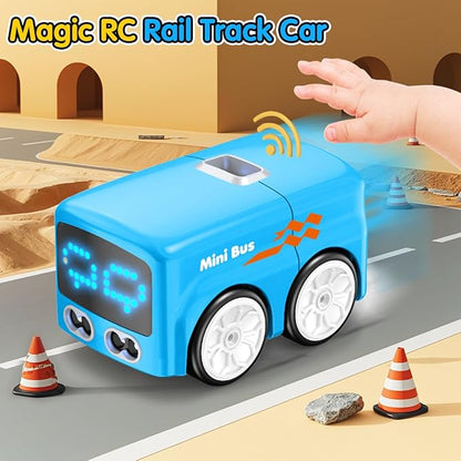 jaming RC Mini Bus2.4G Remote Control Car Vehicles City Buses Toy Classic Baby Vehicle Remote Control Car with LED Lights and Gesture Sensing Bus Toy Gift for Children Kids Boys Girls (Blue)