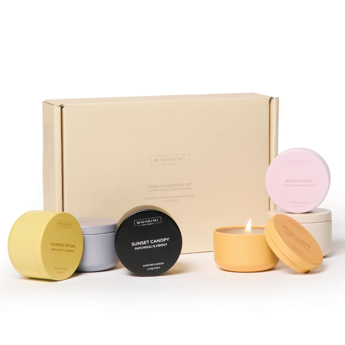 Benevolence LA Candle Gift Set – 6 Soy Scented Candles (1.4 oz) | Aromatherapy Candles with Orange, Eucalyptus, Rose & Jasmine | Gift Set Ideas for Women & Men | Ready for Gifting