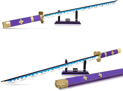 HIGH GODO Anime Cosplay Swords Building Set 936 Piece One Purple Enma Zoro Sword 38.8IN with Scabbard and Bracket for Adults Teens 14+ (Roronoa Zoro Yamato Sword)