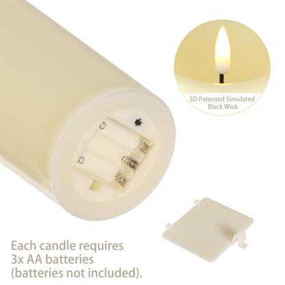 HJANDHJ Outdoor Candles with Timer, Waterproof, Large Flickering Flameless Candles with Remote, 4" x 12", Battery Operated, Long Lasting, Set of 2
