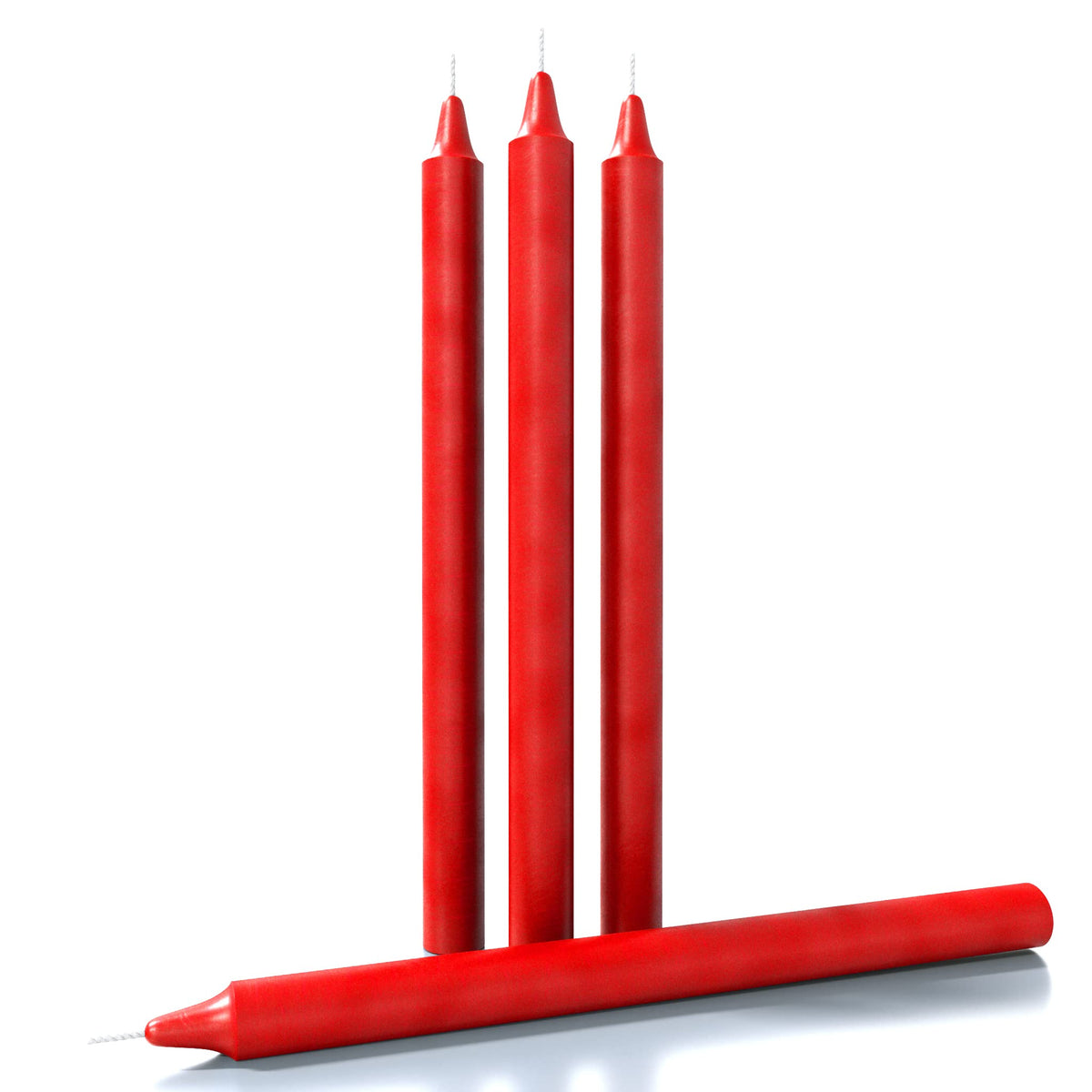 CANDWAX Red Taper Candles Pack of 4 - Slow Burning Dripless Unscented Straight Candles 10 inch - Ideal for Dinner Table - Smokeless Long Candlesticks
