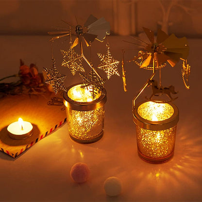 Candle Holders，Rotating Candlestick，Gold Starlight Glass Candle Holder,Restaurant Wedding Christmas Valentine's Day Thanksgiving Wedding Anniversary Birthday Party Table Decoration(Butterfly)