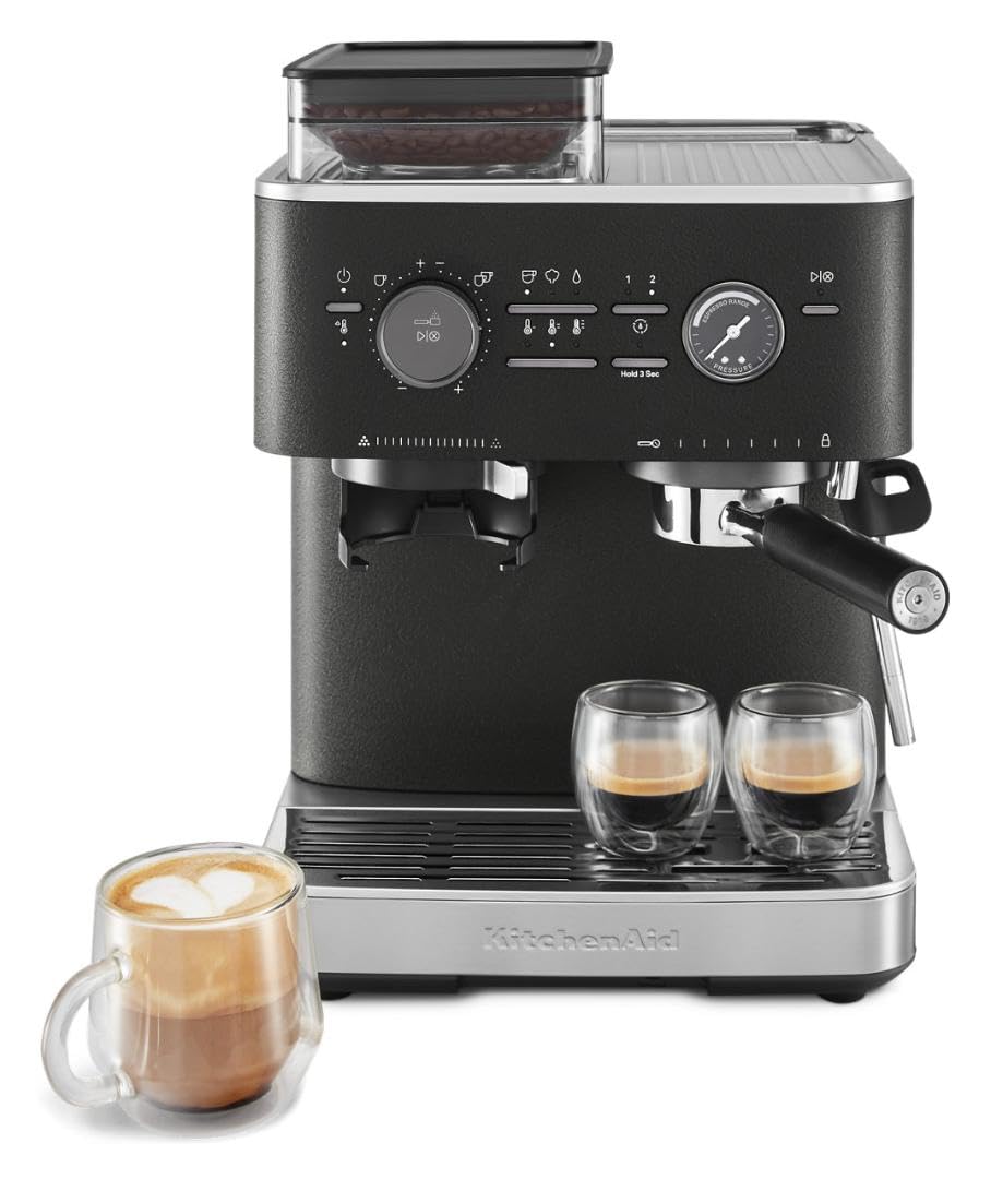 KitchenAid Semi Automatic Espresso Machine with Burr Grinder, 2.5L, KES6551BK, Cast Iron Black