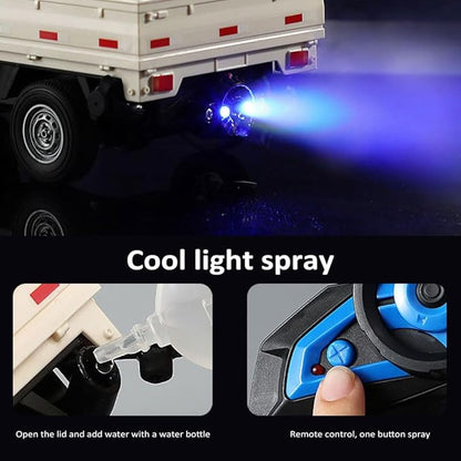 GoolRC Remote Control Car Transporter Truck 1:16 Scale RC Container Transport Truck with Spray and Light 2.4GHz All Terrain RC Cars for Teens and Adults Christmas or Birthday Gift (Blue)