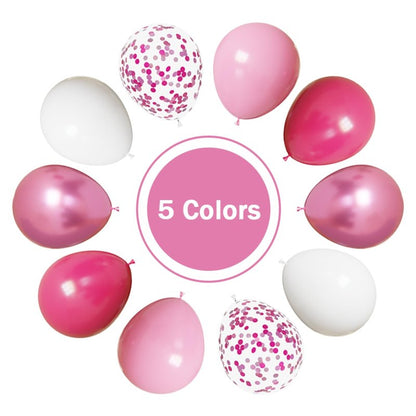 Pink and White Balloons Kit, 50pcs 12 Inch Light Pink Latex Balloon Pink Confetti Balloons for Birthday Wedding Baby Shower Party Decorations