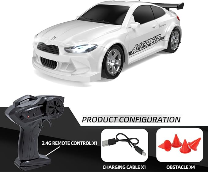 1/64 Scale Drift RC Car 2.4Ghz Desktop Mini Racing Drift Remote Contrl Car Model 4WD Mini RC Vehicle Hobby Gift for Adults