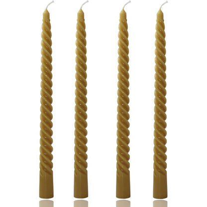 10 inch Earth Wax Yellow Taper Candles Set of 4 Pack Tapered Candle, Tall Candlesticks,for Dinner Party Wedding, Holiday Spring,Home Decor,Kitchen Decor (4, Earth Wax Yellow, 10inch)