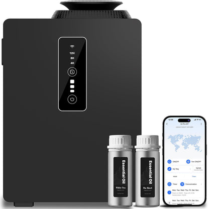 2026 Upgraded 6000 Sq.Ft HVAC Scent Diffuser Machine Kit, Includes 2 Premium Oils, Wi-Fi Control, 1000ML Waterless Cold Air Aromatherapy Essential Oil Hotel Scent Fragrance Diffuser for Large Room