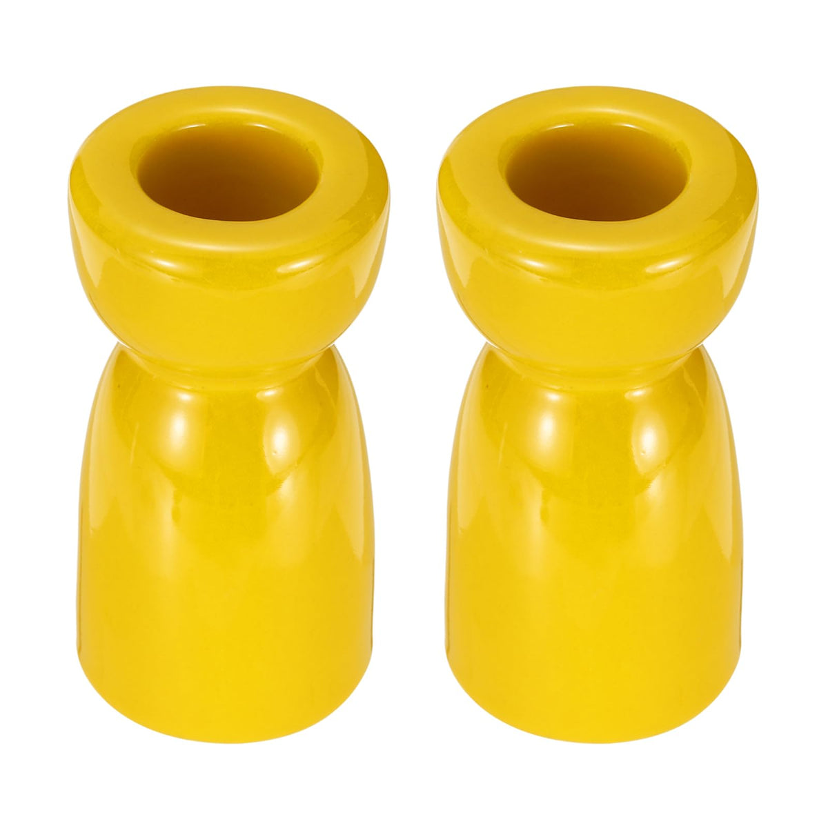 uxcell 2 Pack Candlestick Holder Bright Yellow Ceramic Taper Candle Holder Candle Stand Holders Modern Style Decoration for Centerpiece Tabletops Anniversary