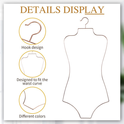 Qunclay 10 Pack Bikini Hanger Set Body Shape Lingerie Hangers 5 Pcs Gold and 5 Pcs Rose Gold Wire Organizer Metal Display Swimsuit Supplies for Boutique Closet Clothes Dress Swimwear Bathing Suit Form