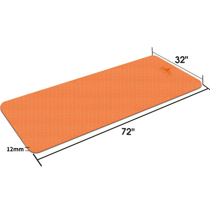 Hatha Yoga Extra Thick TPE Yoga Mat - 72"x 32" Thickness 1/2 Inch -Eco Friendly SGS Certified - With High Density Anti-Tear Exercise Mats For Home Gym Travel & Floor Outside (Orange/Gray)…