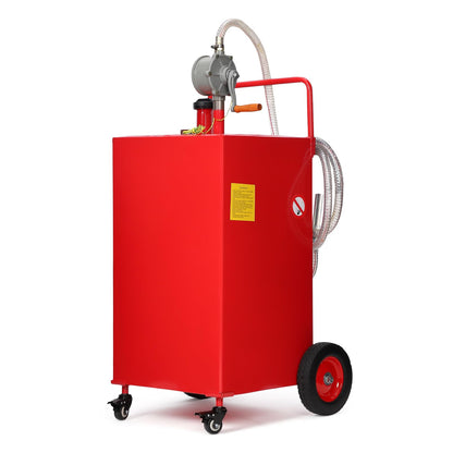 Garvee 50 gal Fuel Caddy with Manual Pump – Heavy Duty Gasoline & Diesel Transfer Tank On 4 Wheels, Spill-Proof Portable Fuel Container for Boat, Truck, Lawn Mower, ATV, Garage & Farm – Red